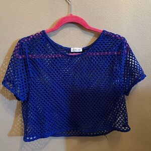 Forever 21 Royal Blue Mesh Short Sleeve Top